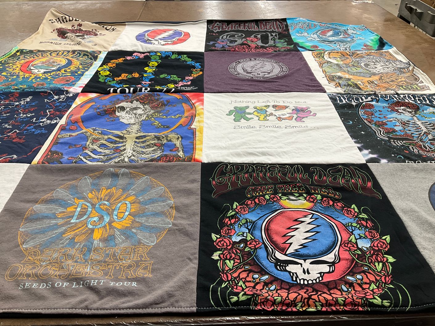 T-shirt quilt with music, concerts themes by David from NJ