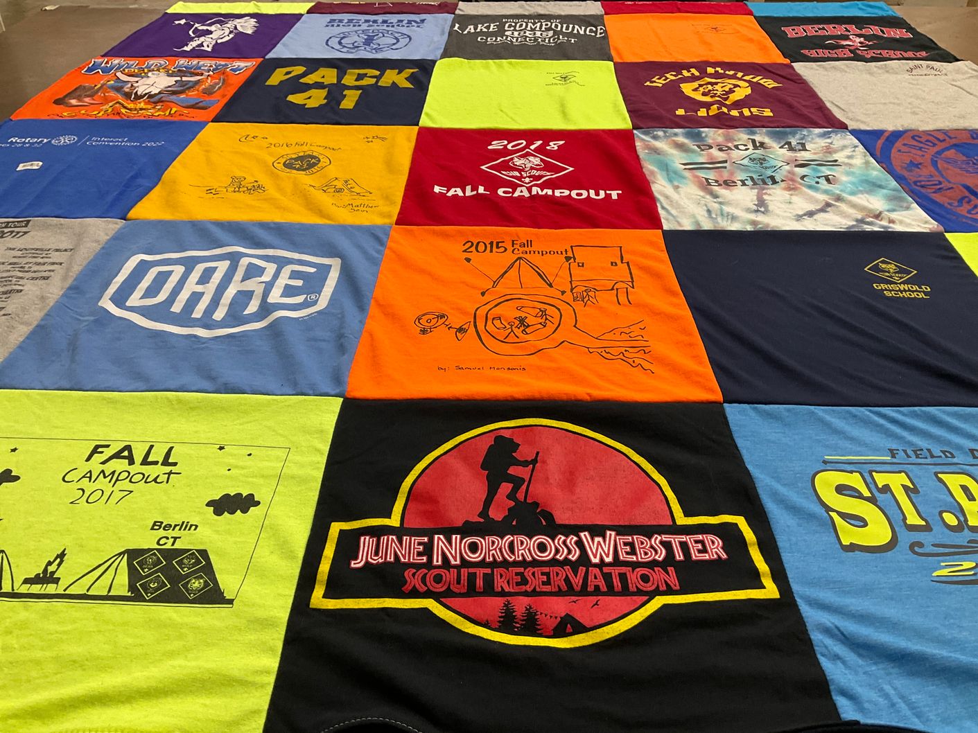 T-shirt quilt from greenwood school by Charise from CT