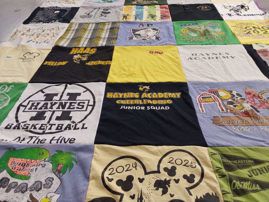 T-shirt quilt featuring haynes academy basketball, haynes academy cheerleading by Jennifer from LA