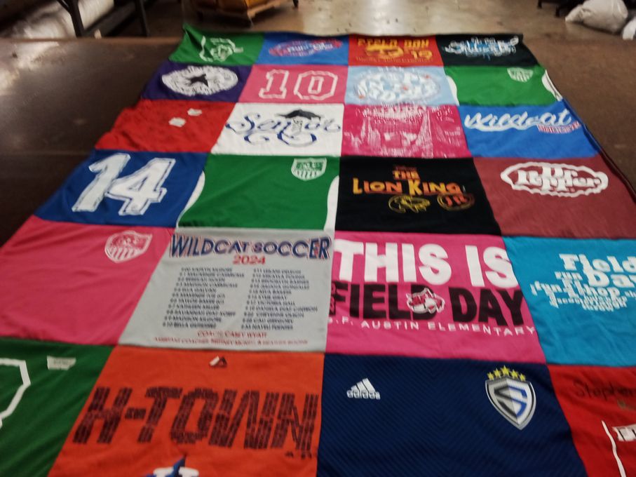 T-shirt quilt featuring wildcat soccer by Marleen from TX