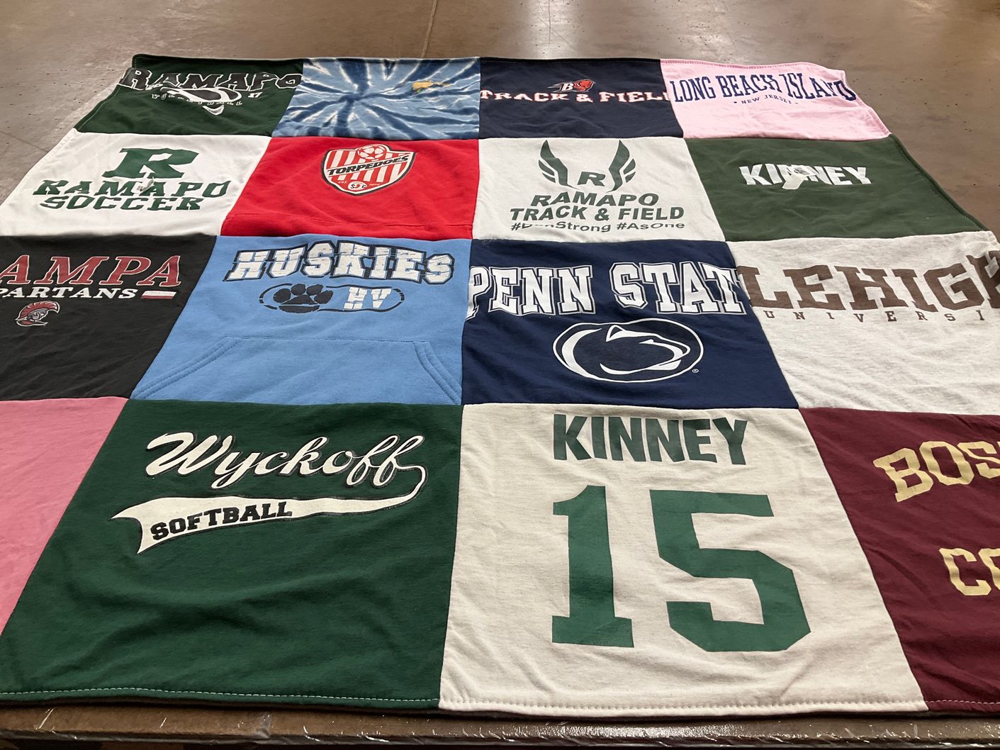T-shirt quilt featuring huskies, spartans by Ella from NJ