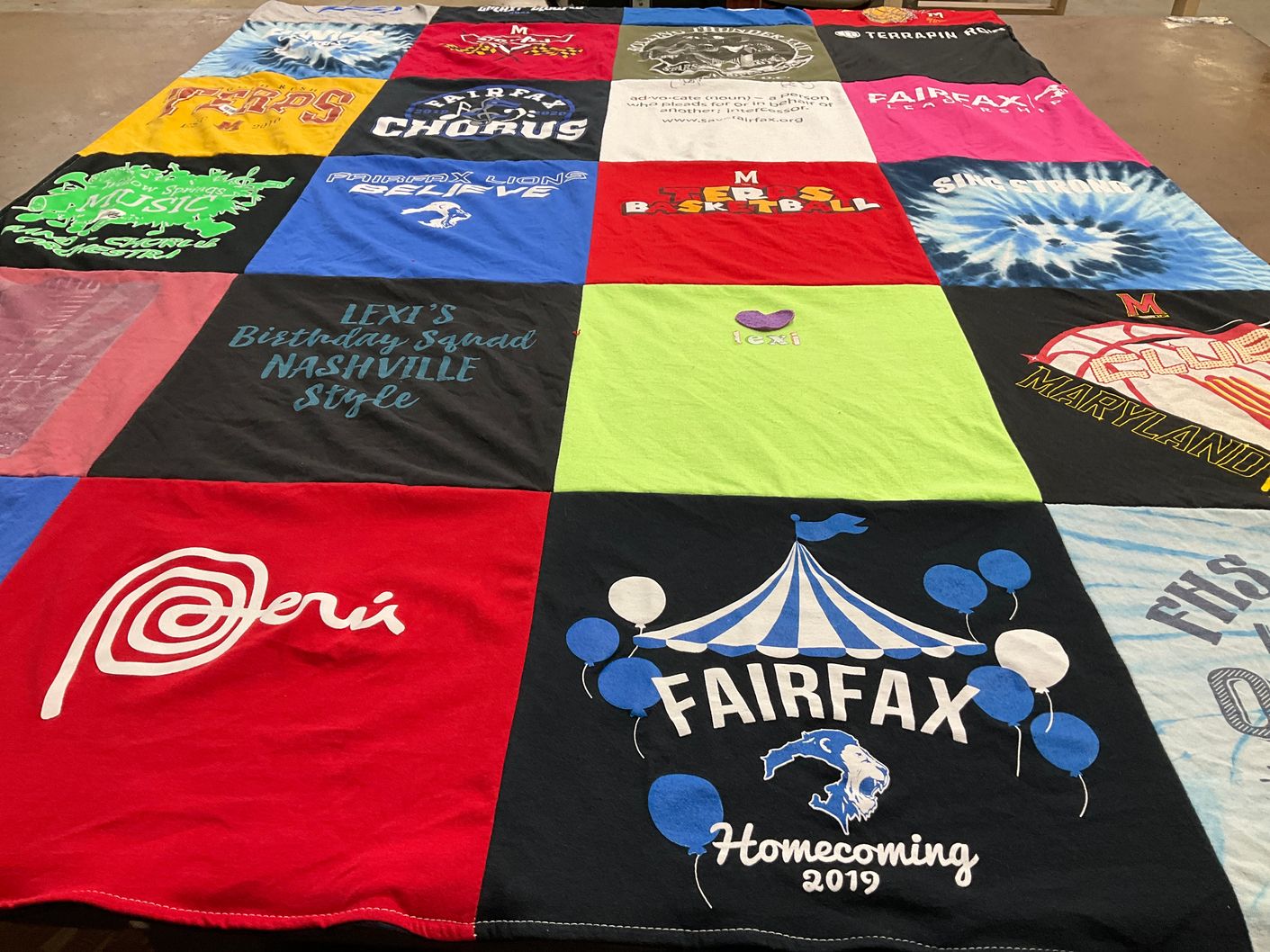 T-shirt quilt featuring maryland terrapins, fairfax high school team by Donna from VA