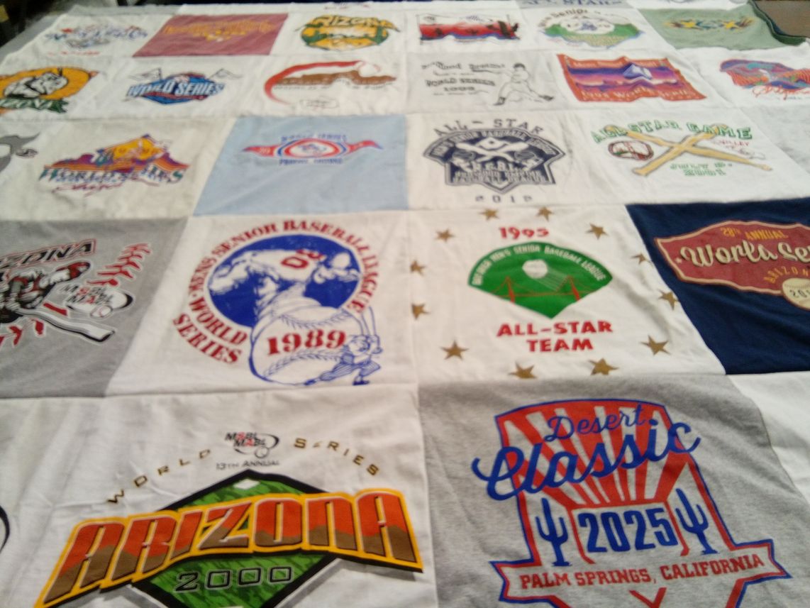 T-shirt quilt with baseball themes by John from CA