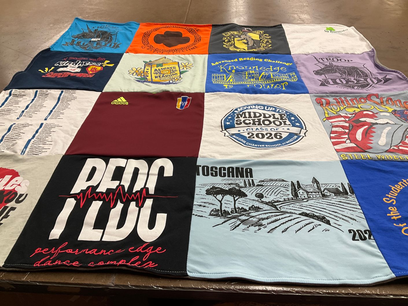 T-shirt quilt from marin charter school newton by Ana from FL