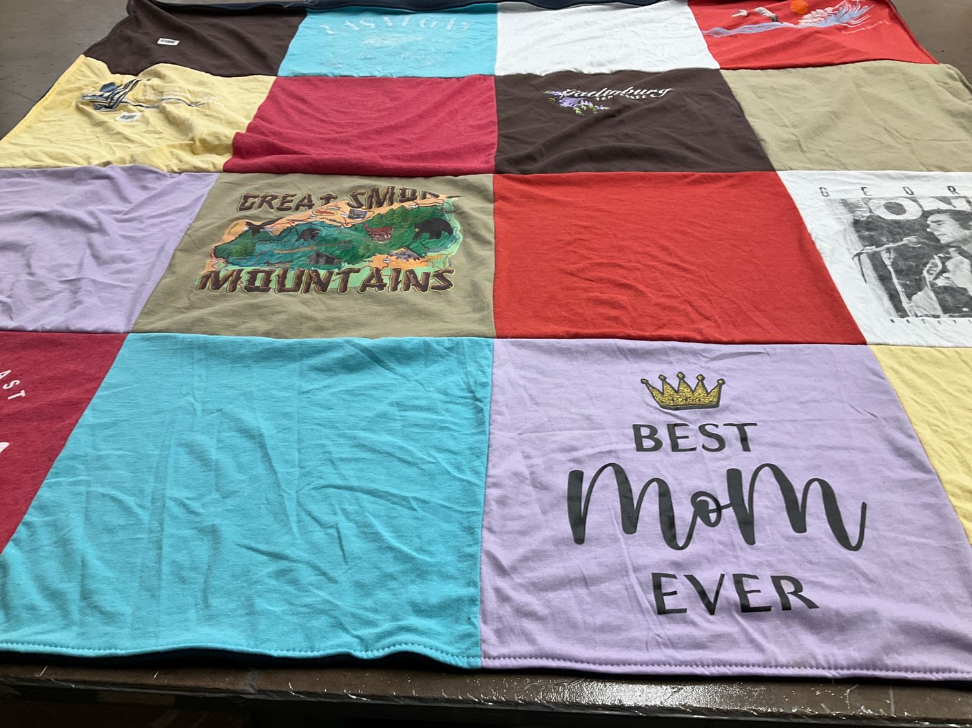 T-shirt quilt with outdoor, travel themes by Theresa from VA