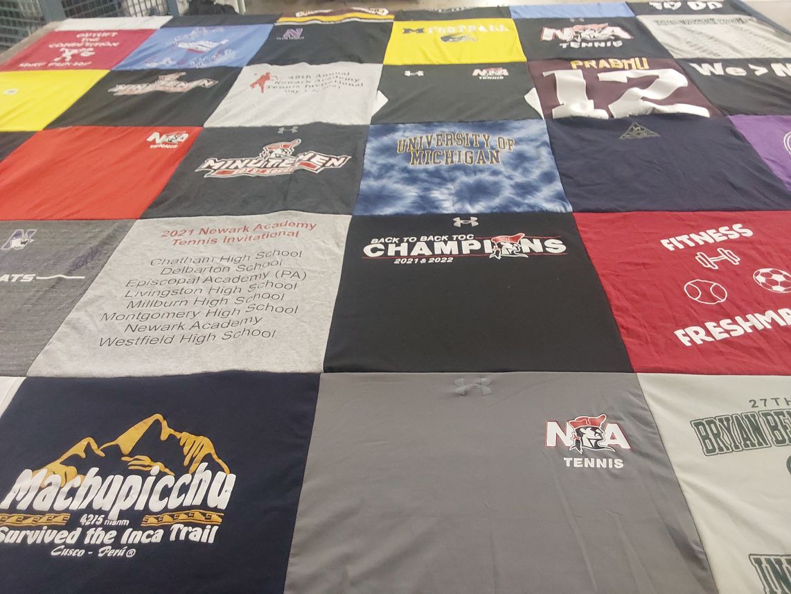 T-shirt quilt featuring newark academy tennis by Noor from NJ