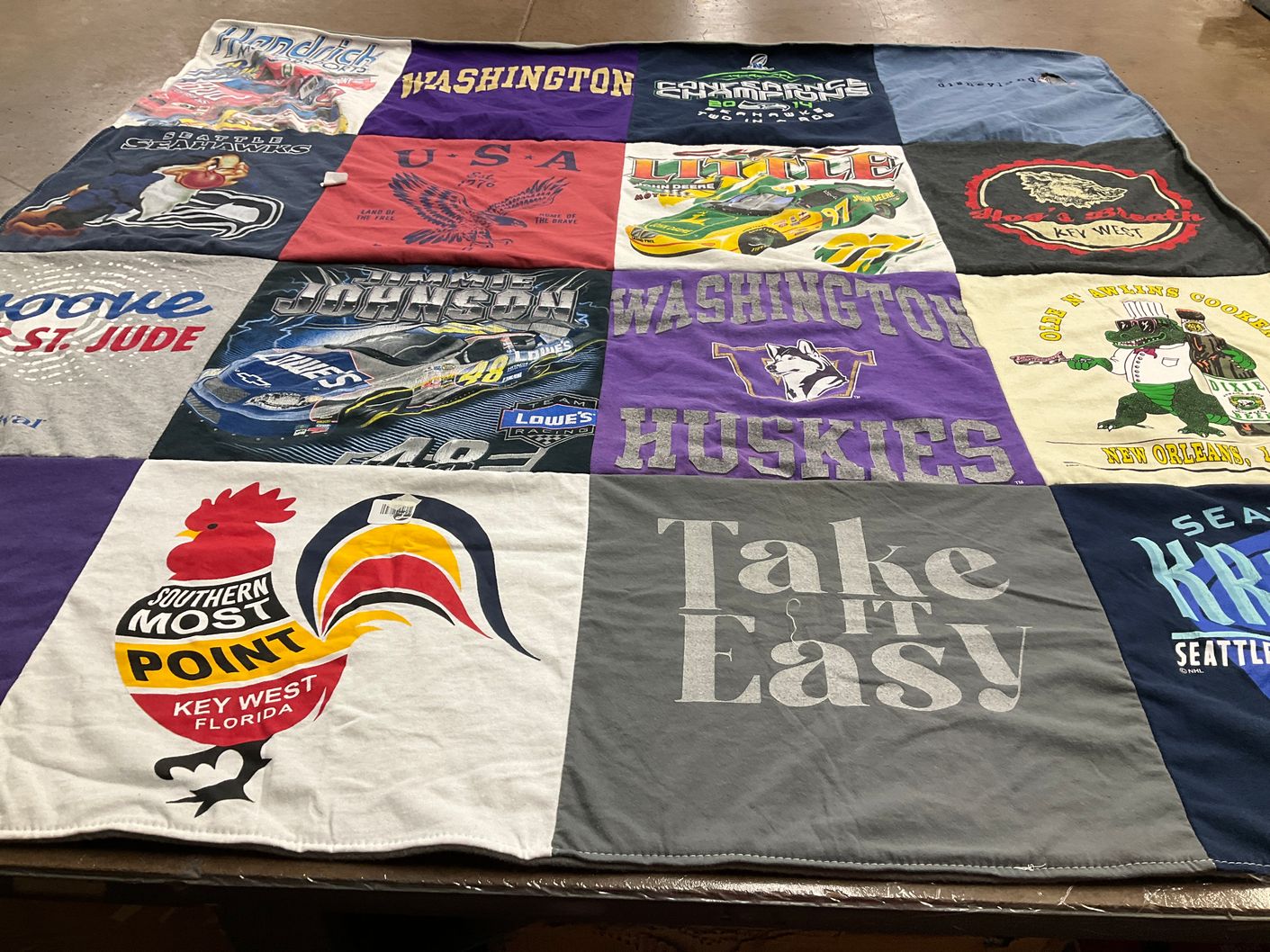 T-shirt quilt featuring washington huskies, seattle kraken by Carol from FL