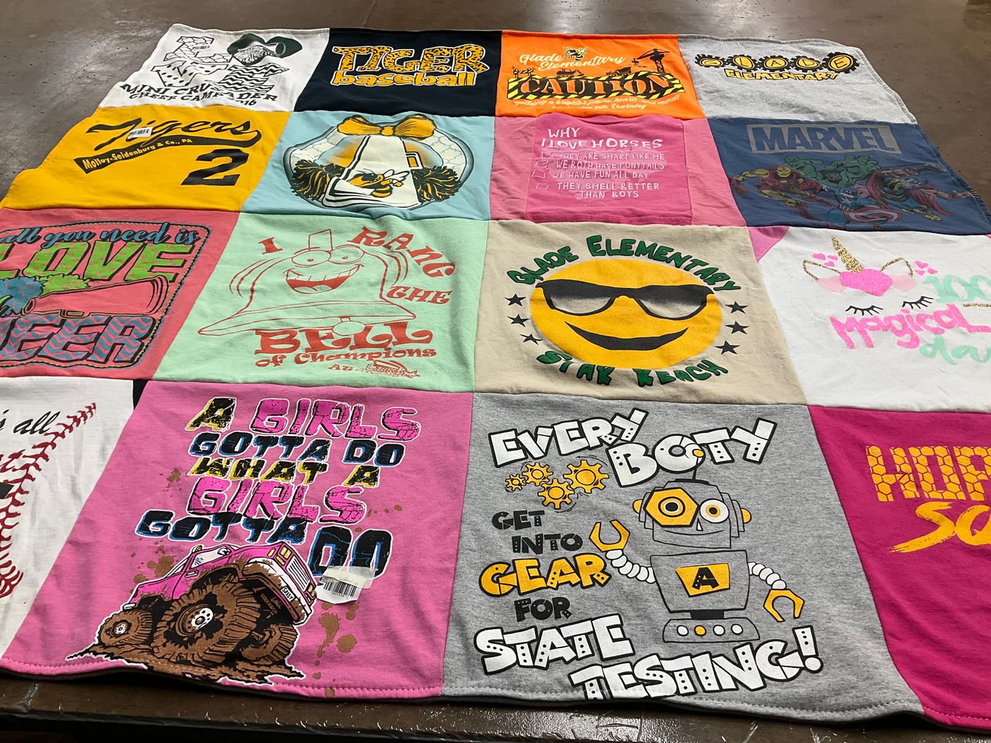 T-shirt quilt from glade elementary school by Kelly from MS