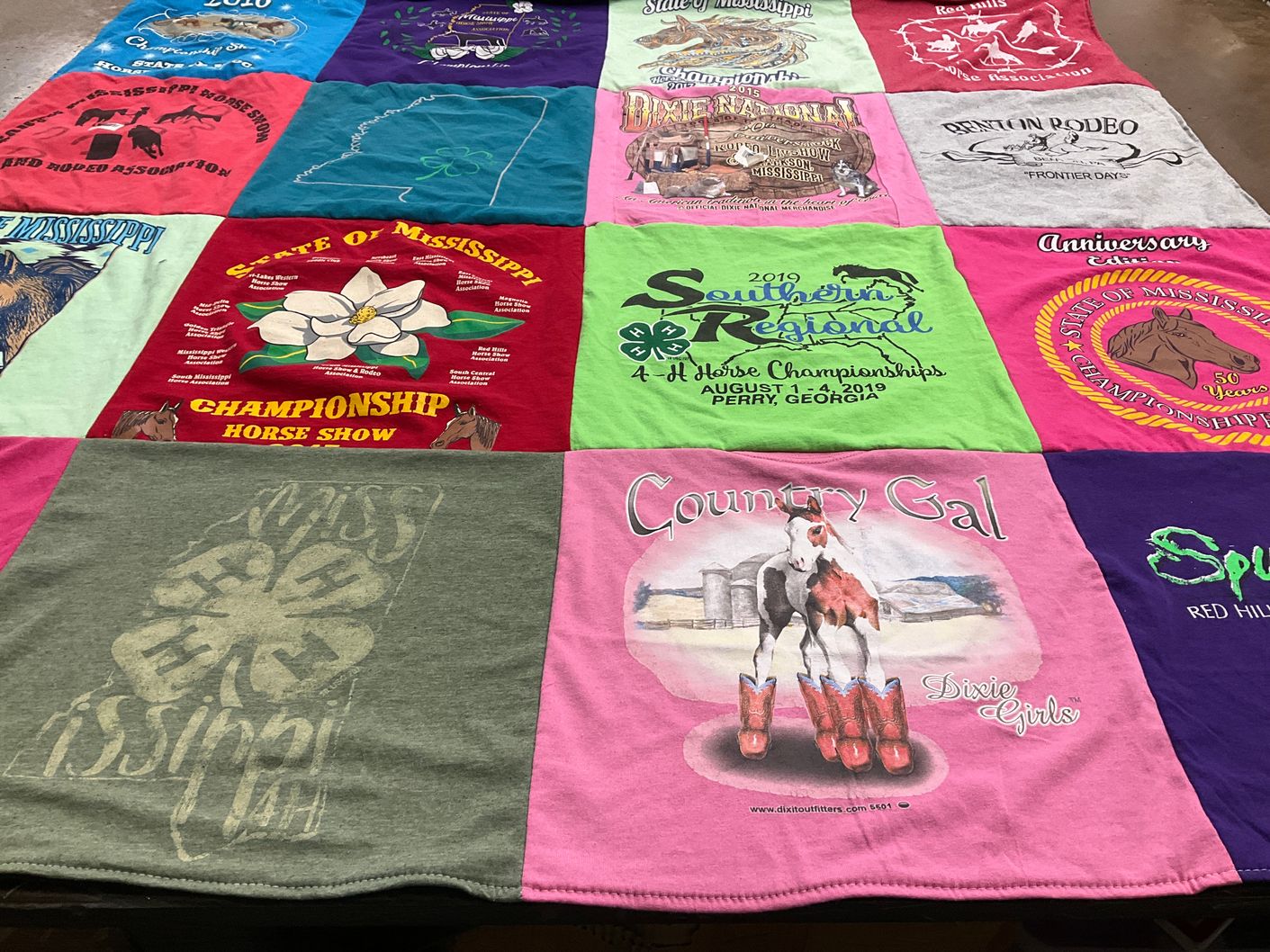 T-shirt quilt with horse shows, 4-h themes by Kelly from MS