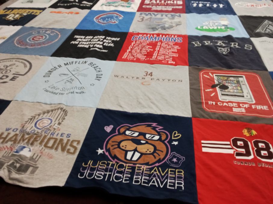 T-shirt quilt featuring chicago cubs, chicago bears by Adam from IL