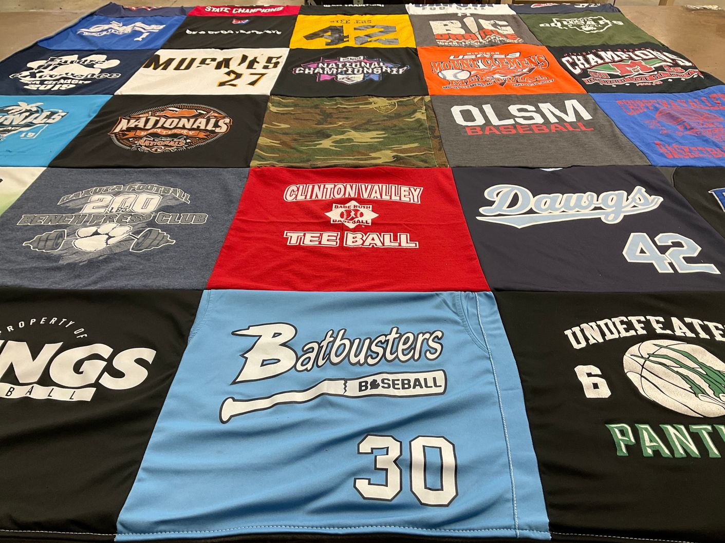 T-shirt quilt featuring batbusters baseball, clinton valley tee ball by AngeLee from MI