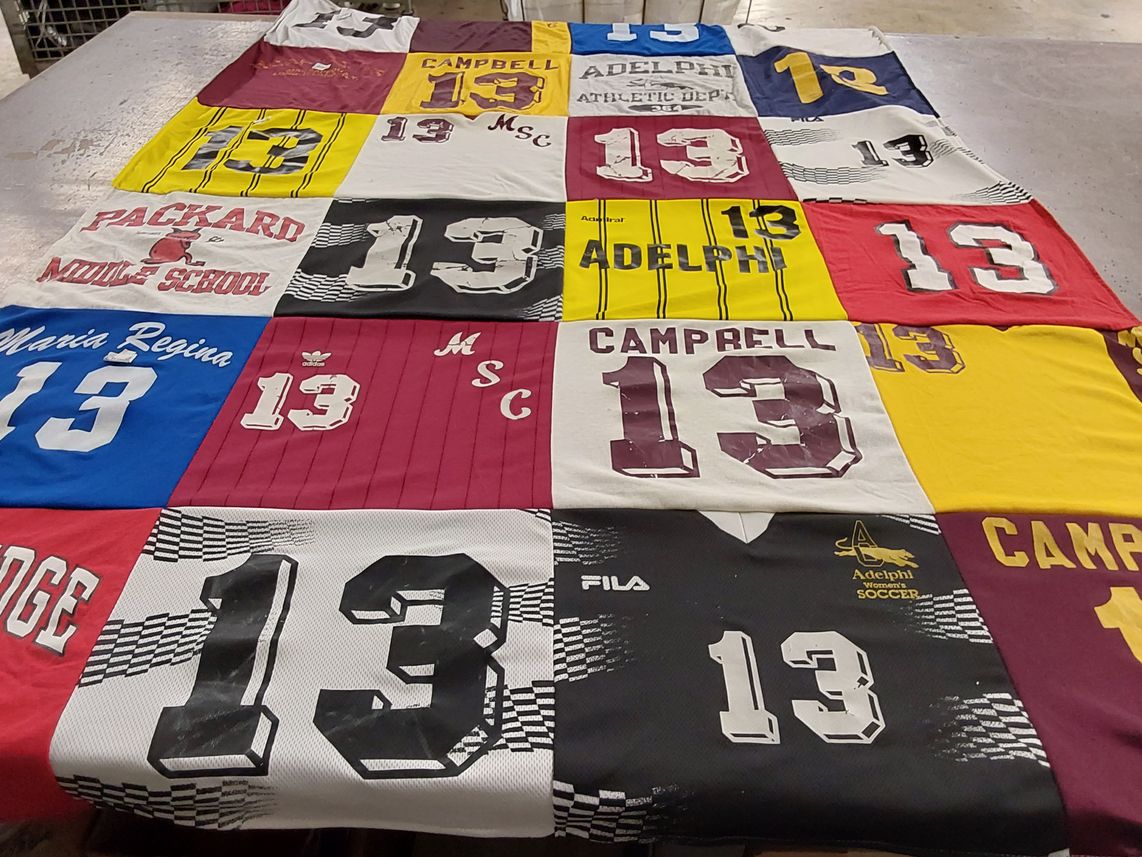 T-shirt quilt featuring adelphi women's soccer by Karen from NY
