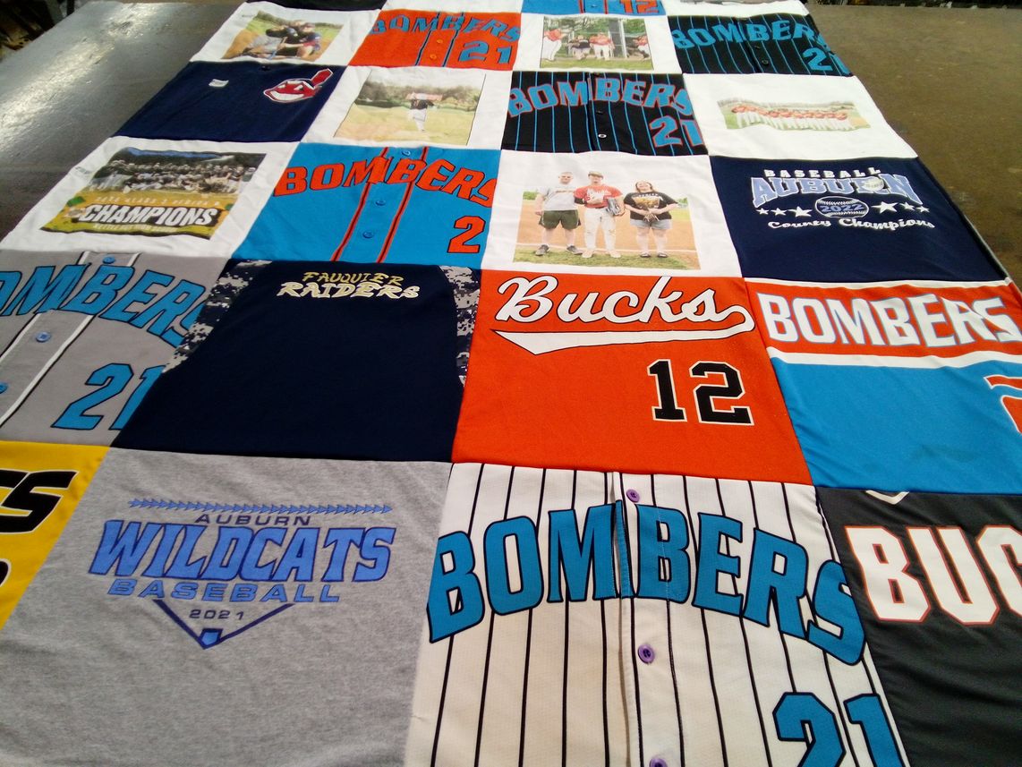 T-shirt quilt featuring bomber baseball, bucks baseball by Lori from VA