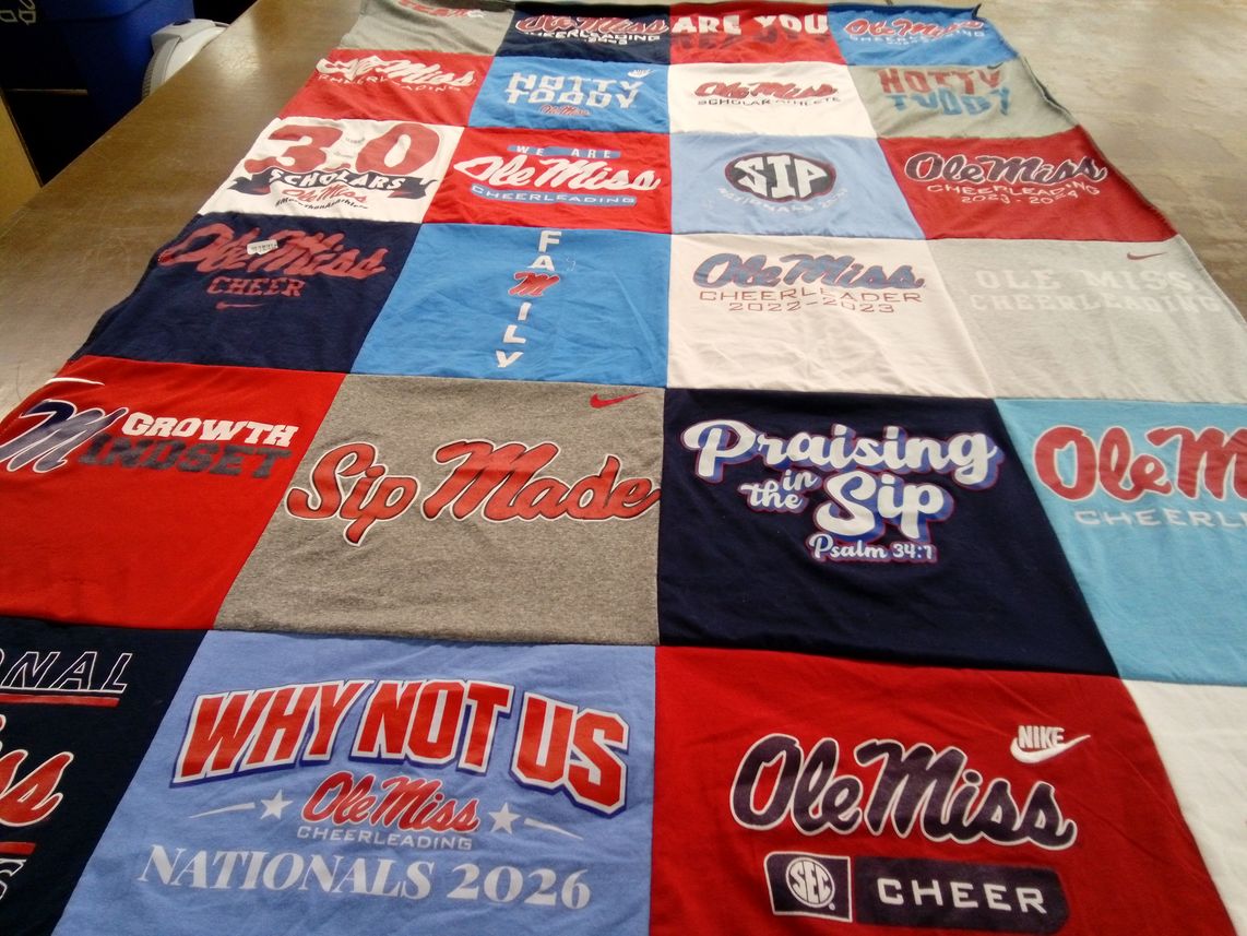 T-shirt quilt featuring ole miss cheerleading by Lorie from AR