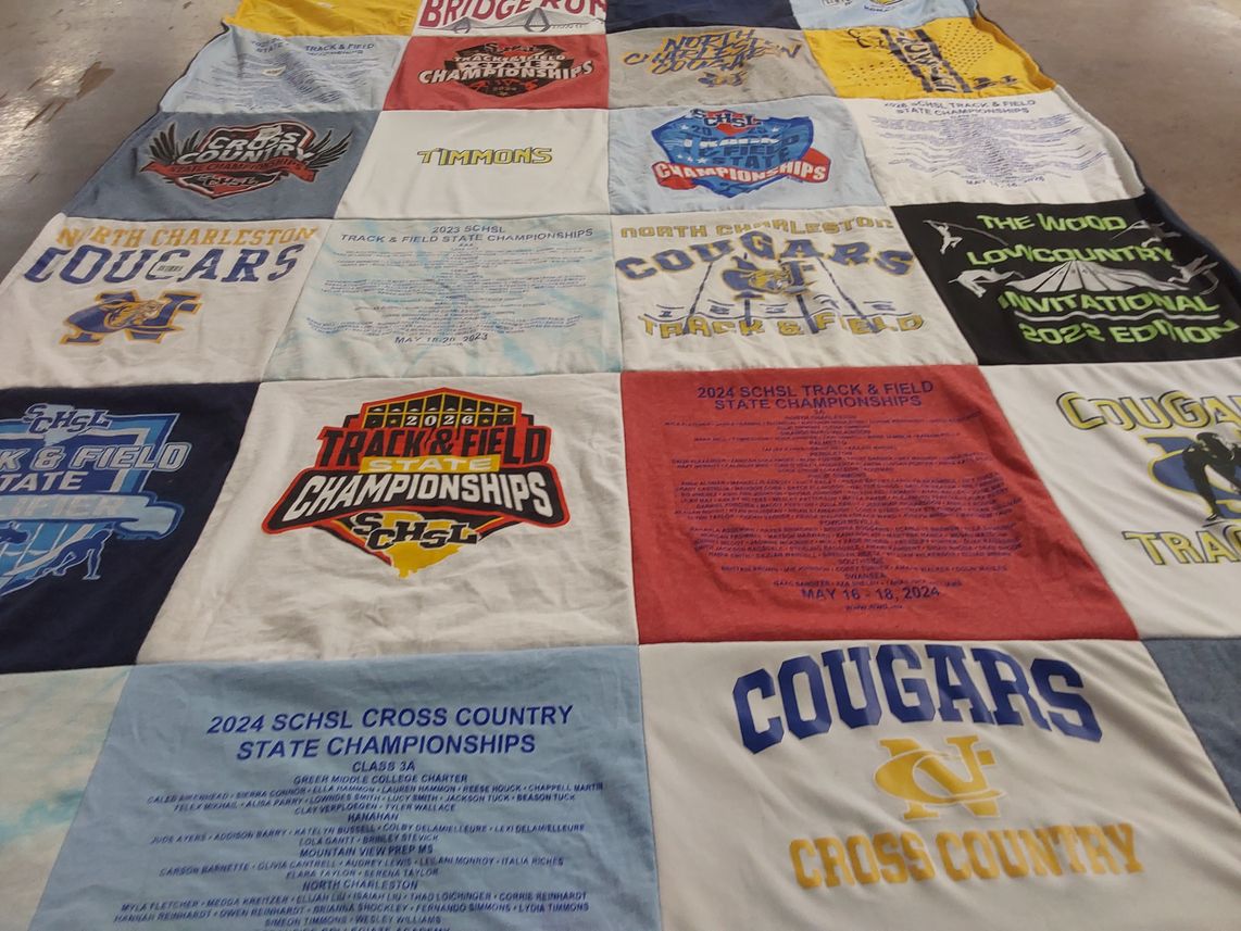 T-shirt quilt featuring north charleston cougars by LIBBIE from SC