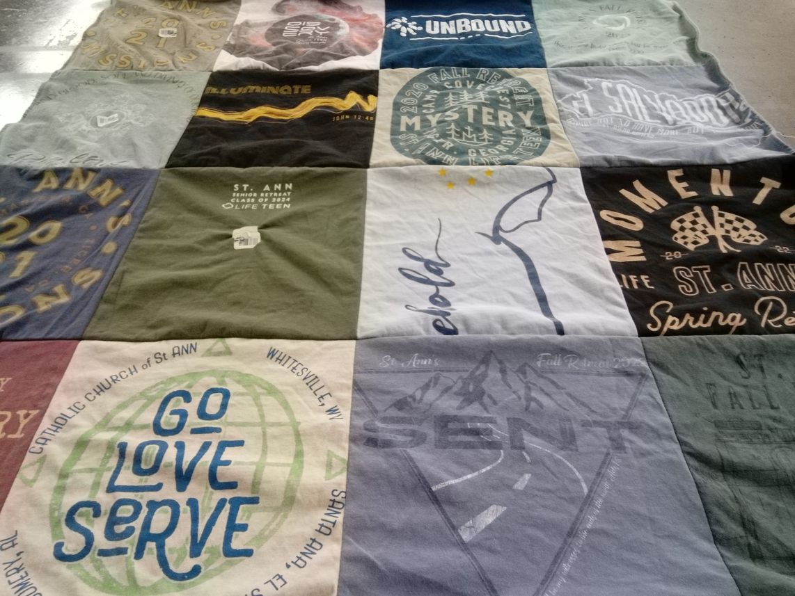 T-shirt quilt from st ann's church by Carrie from GA