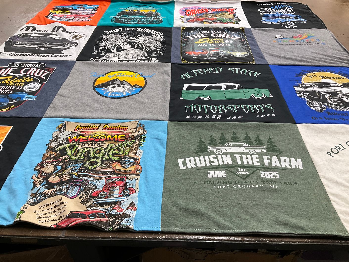 T-shirt quilt with car shows, classic cars themes by Franklin from WA