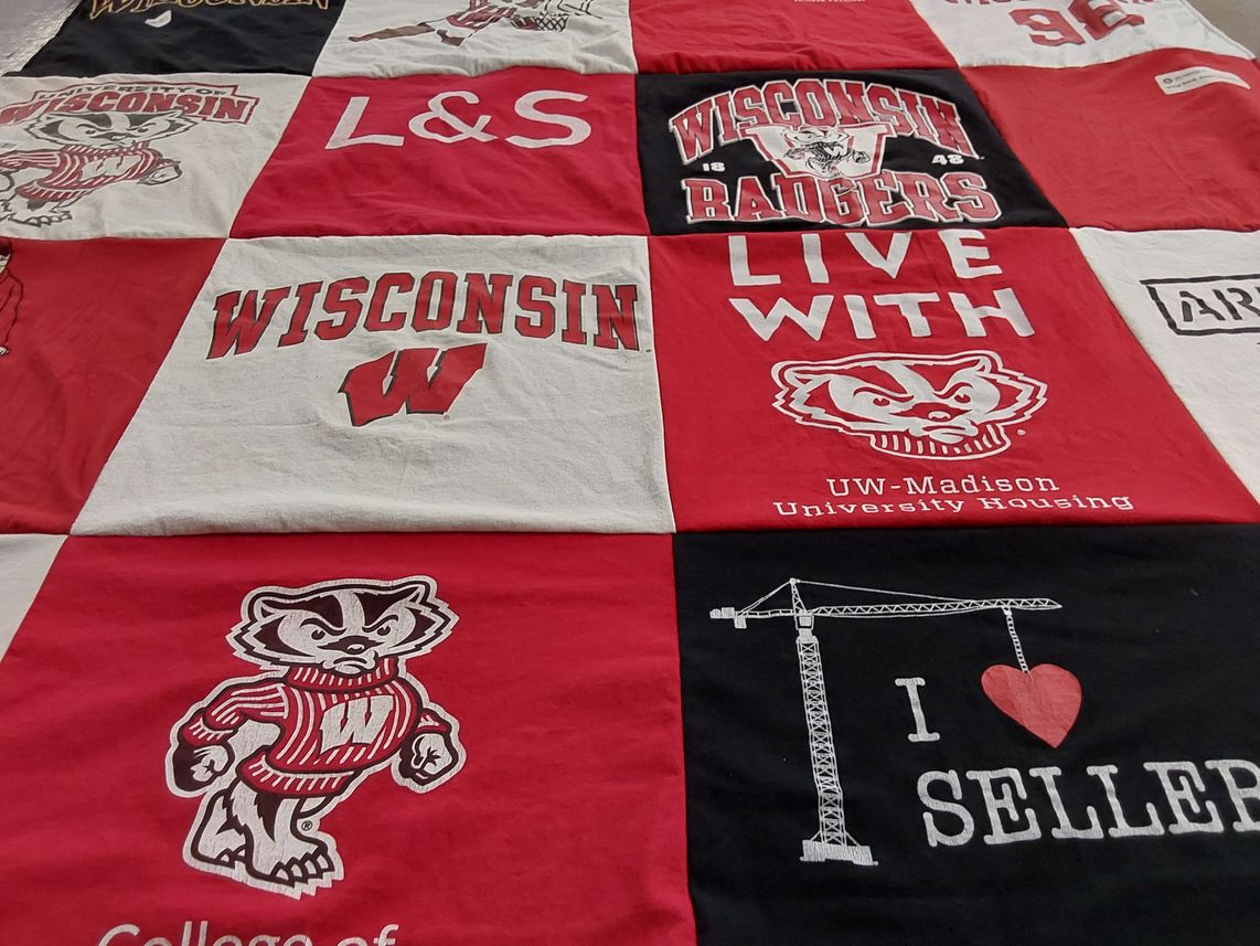 T-shirt quilt featuring wisconsin badgers by bernice from NY