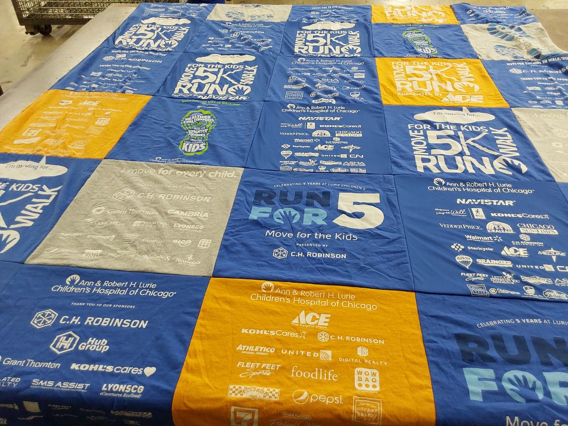 T-shirt quilt with charity, running themes by Michael from IL