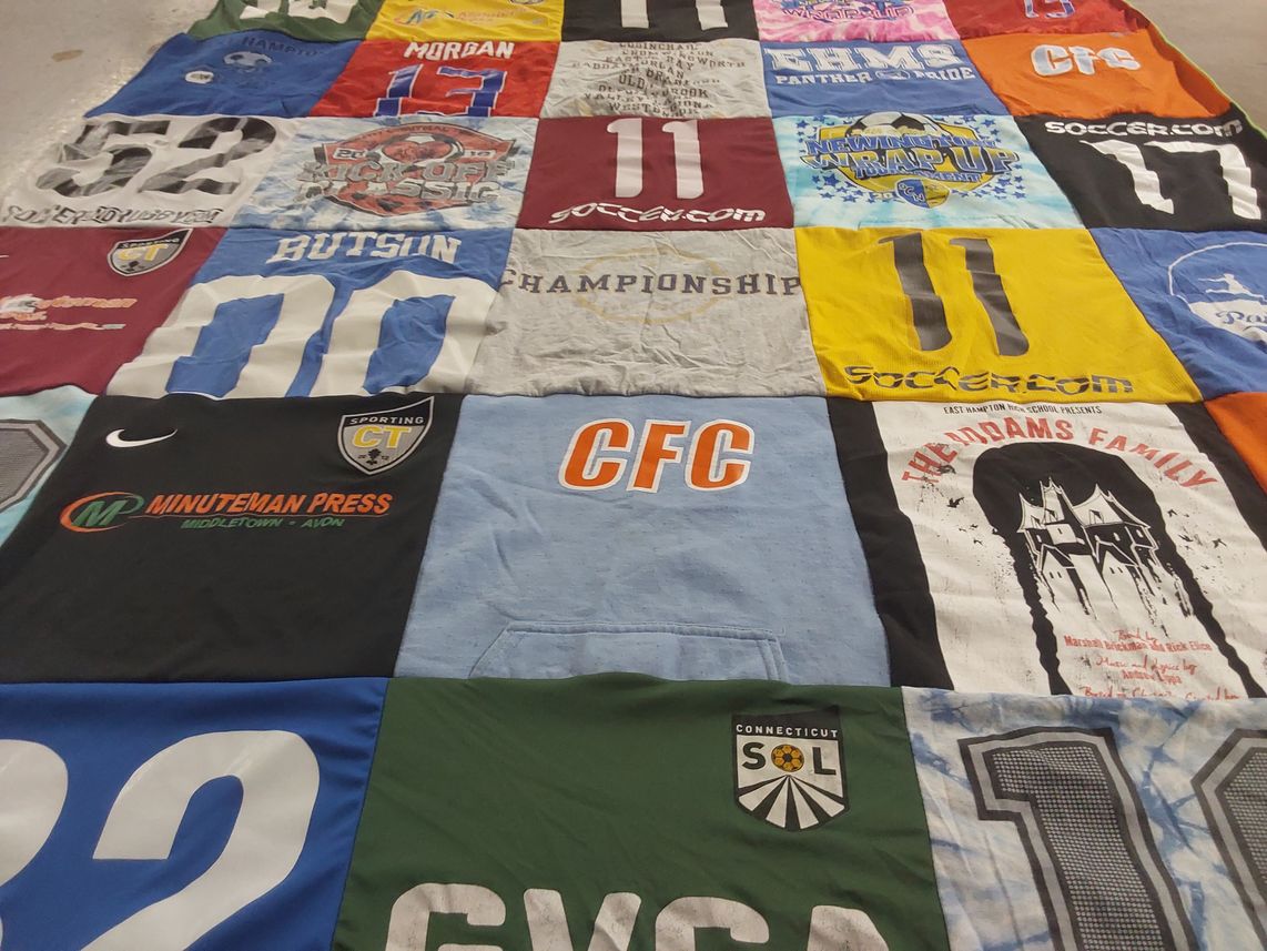 T-shirt quilt featuring connecticut sol, sporting connecticut by Elise from CT