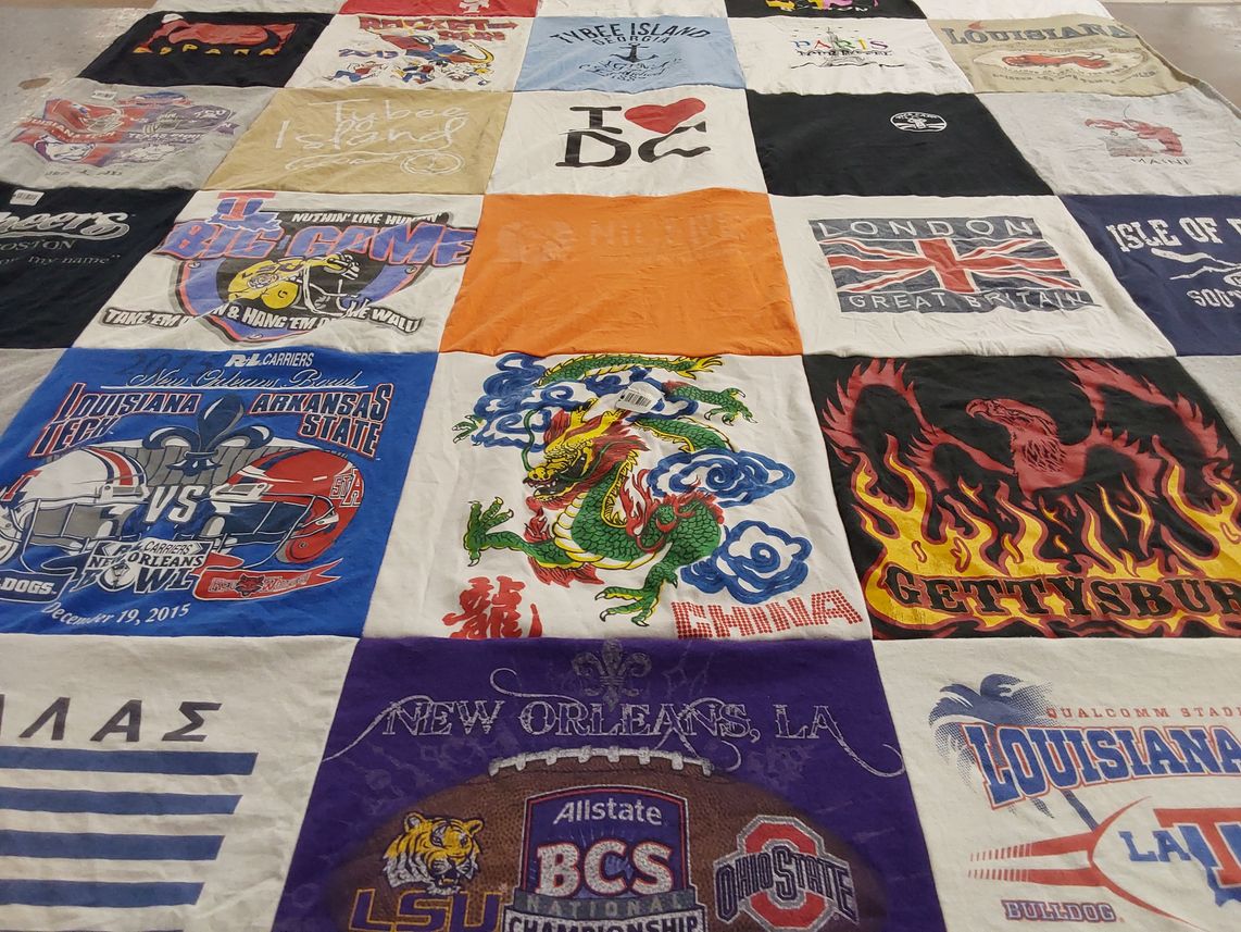T-shirt quilt featuring louisiana tech university, arkansas state university by Bryan from LA