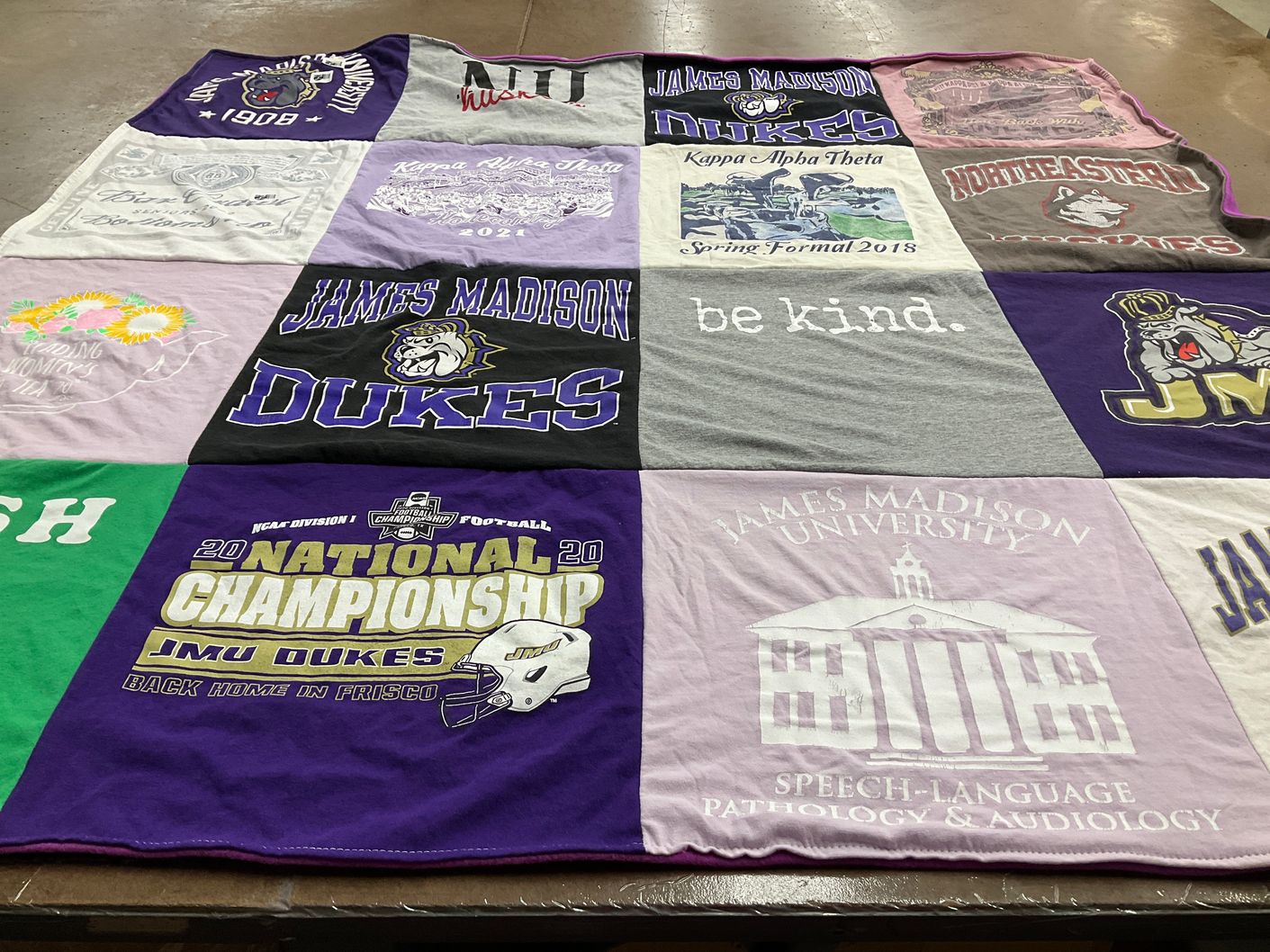 T-shirt quilt featuring james madison university dukes by Barbara from VA