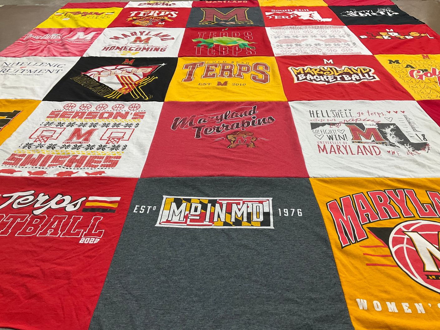 T-shirt quilt featuring maryland terrapins by Kelsea from MD