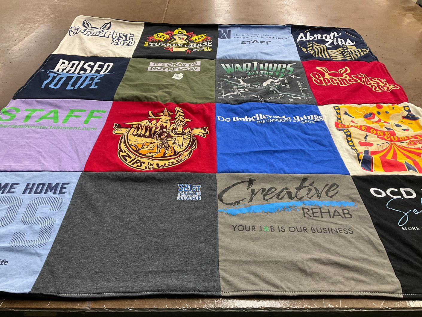 T-shirt quilt from university of akron by Maddie from OH