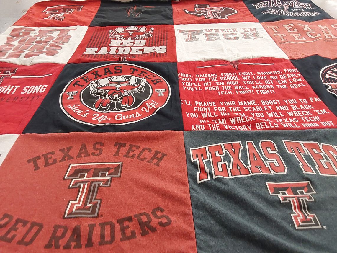 T-shirt quilt featuring texas tech red raiders by Craig from TX
