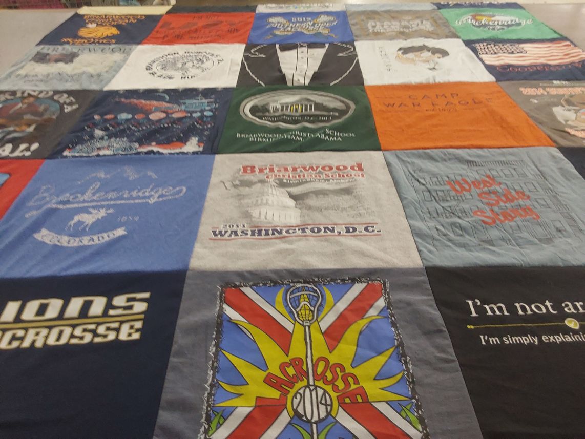 T-shirt quilt featuring lions by Mary Alice from FL