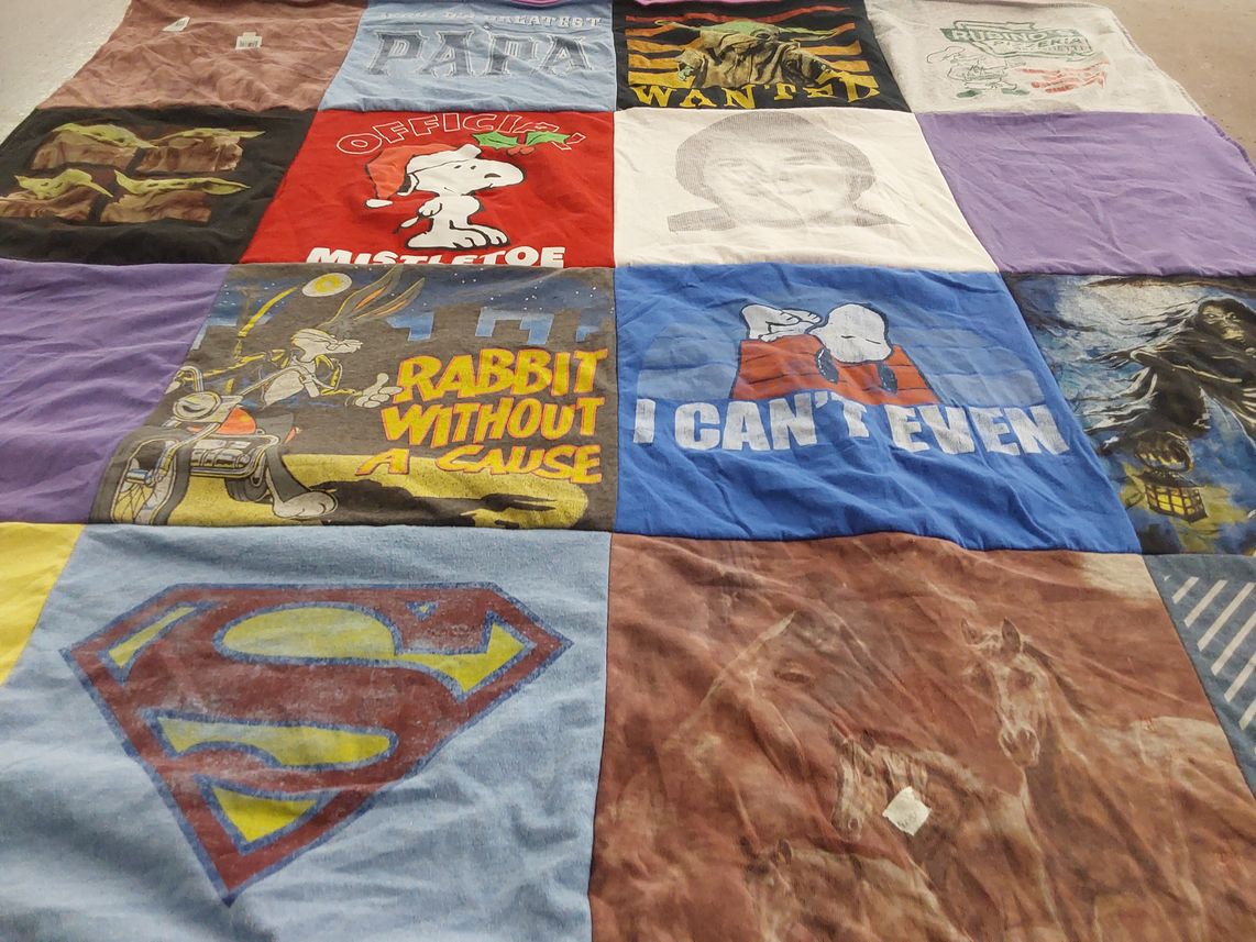 T-shirt quilt with cartoons, comic books themes by Jami from OH