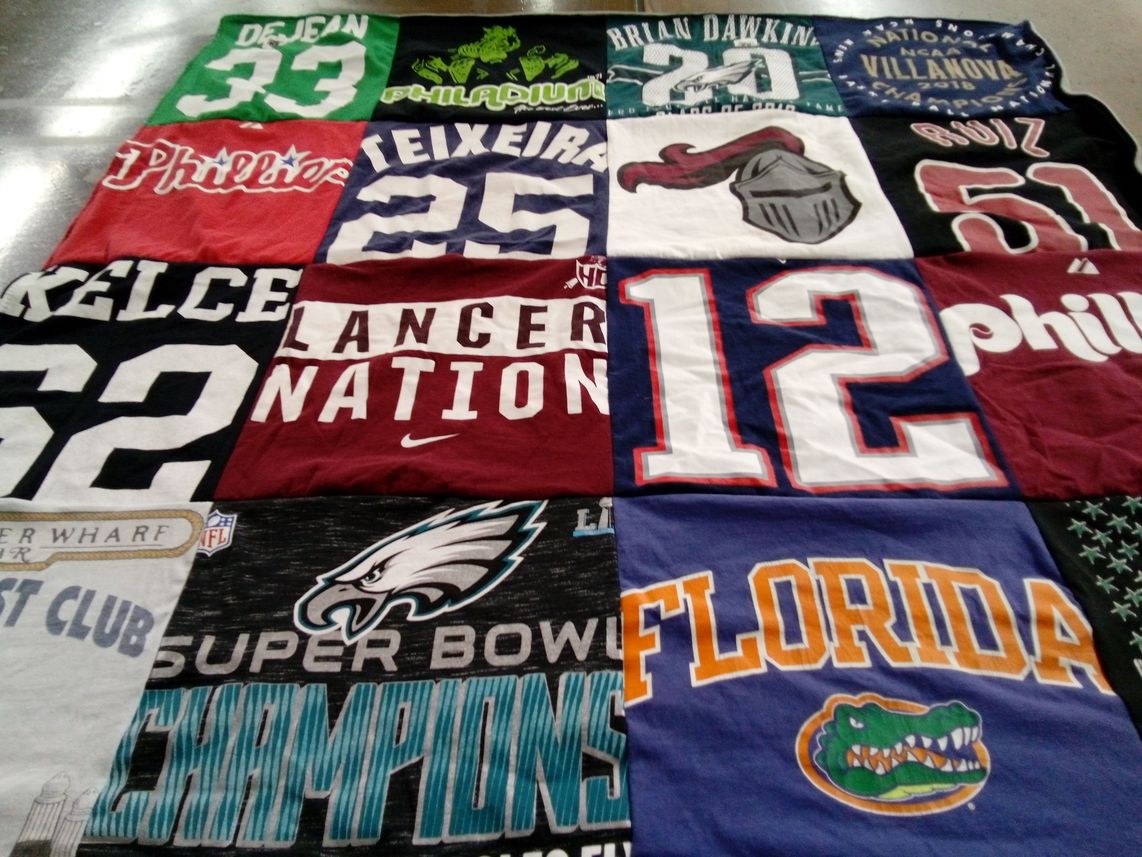 T-shirt quilt featuring philadelphia eagles, florida gators by Rosemarie from NJ