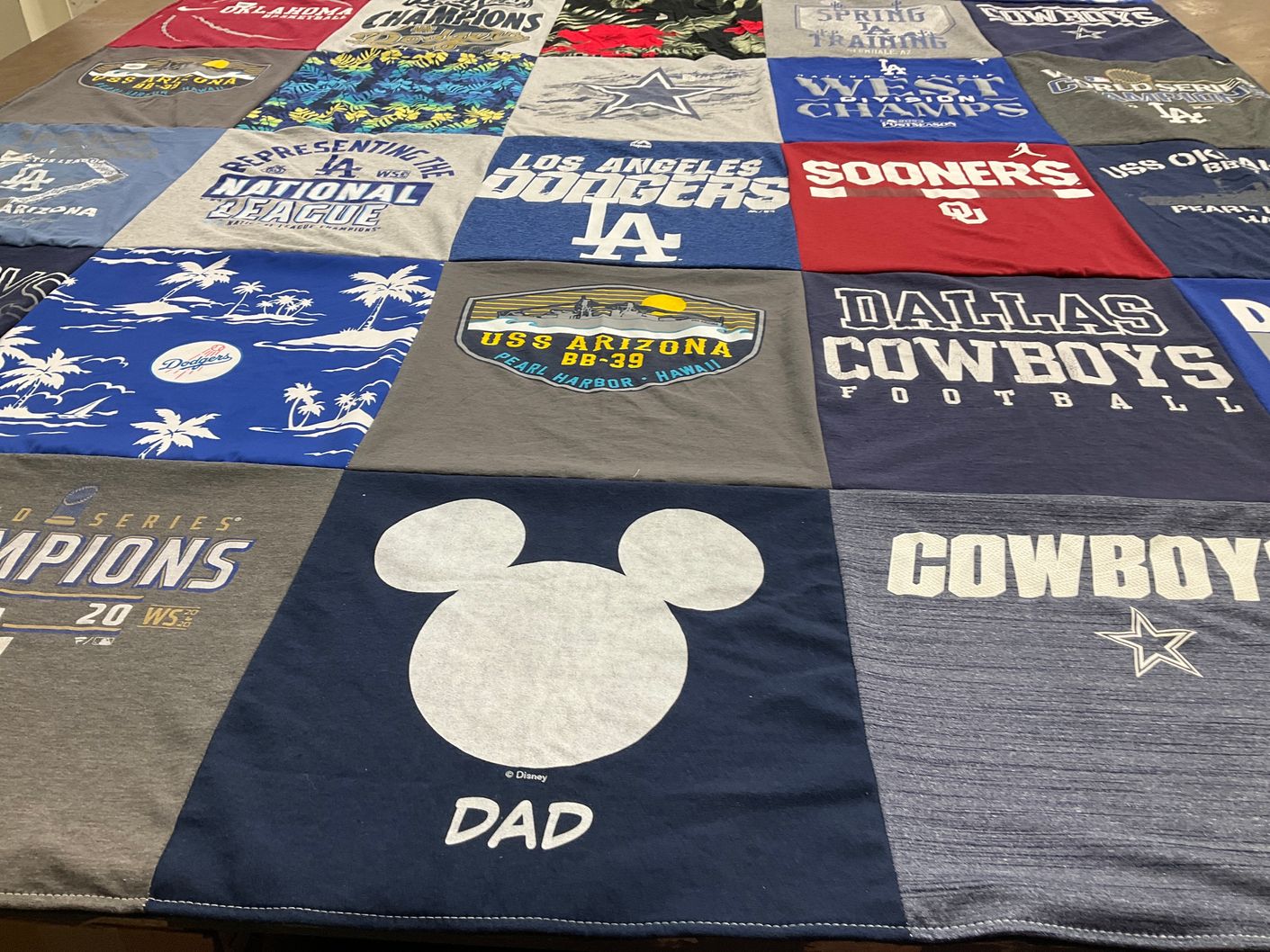 T-shirt quilt featuring los angeles dodgers, dallas cowboys by Samantha from CA