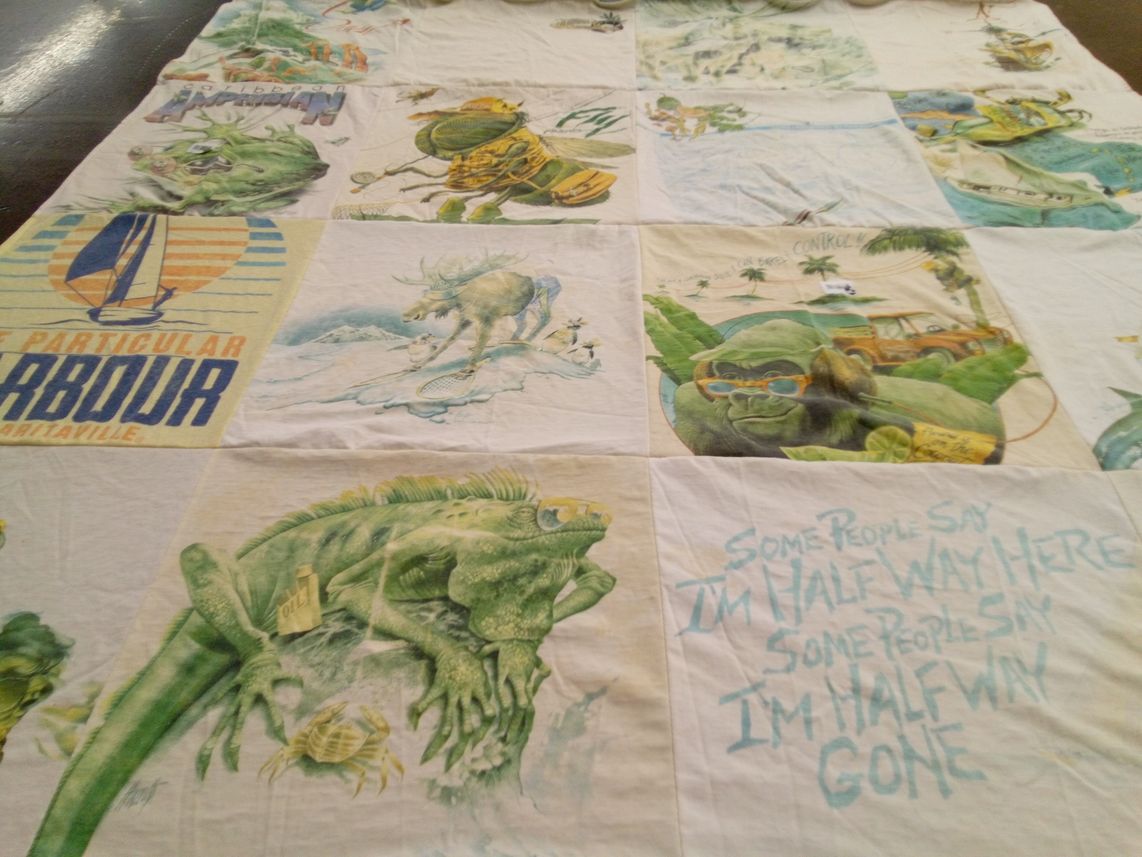 T-shirt quilt with caribbean, beach themes by April from IN