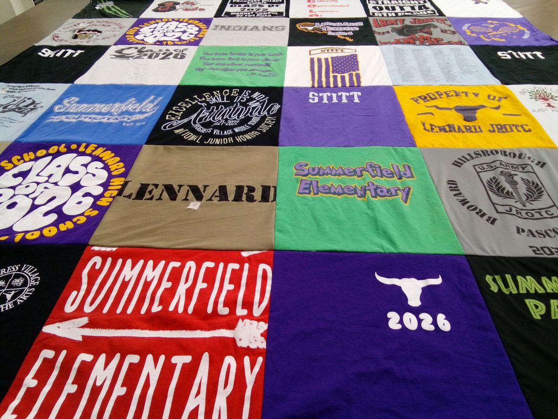 T-shirt quilt from summerfield elementary school, lennard high school by Serena from FL