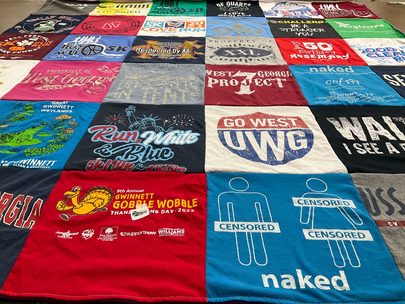 T-shirt quilt featuring uwg, go west by Michele from GA