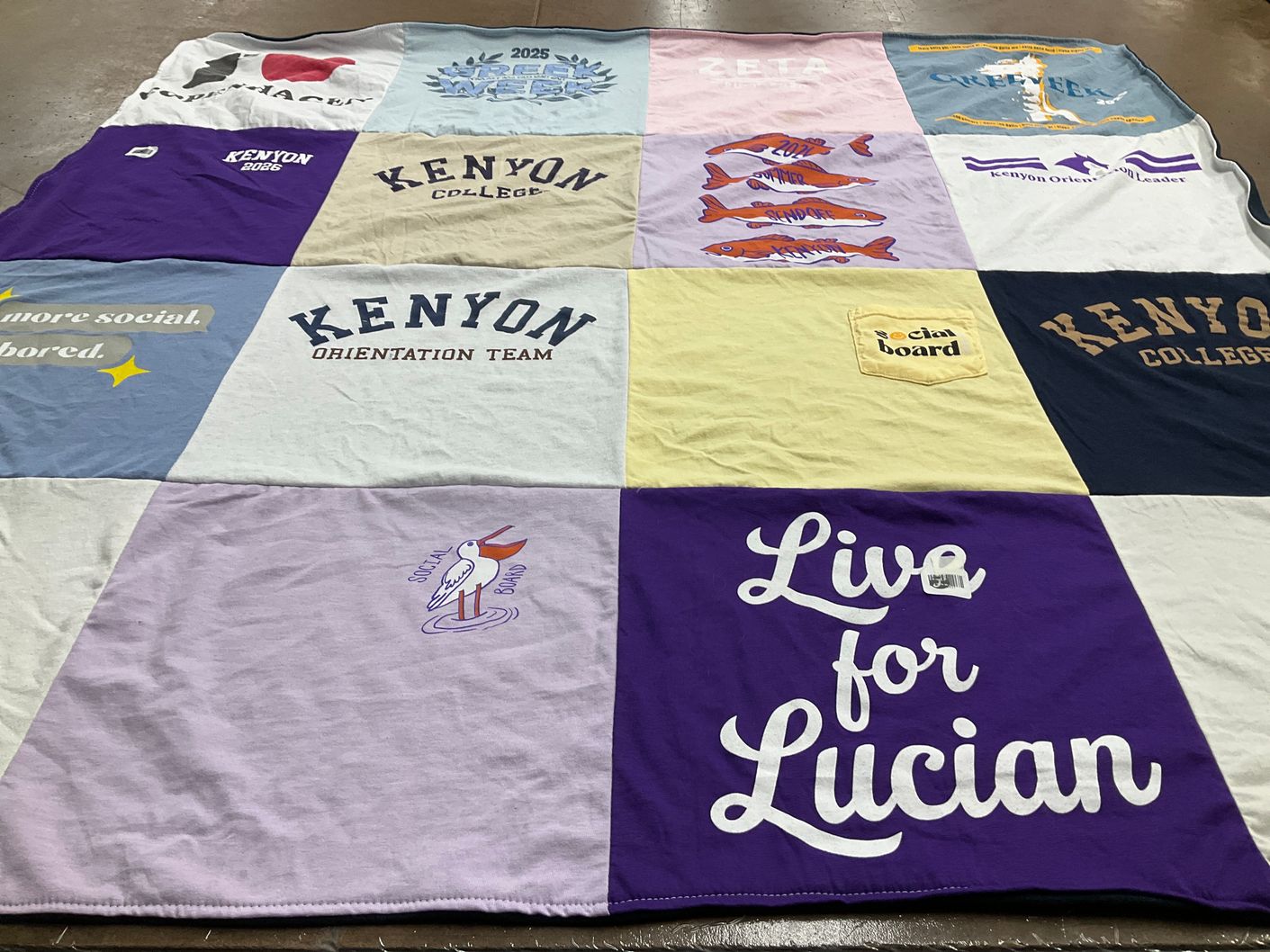 T-shirt quilt from kenyon college by Liza from NY