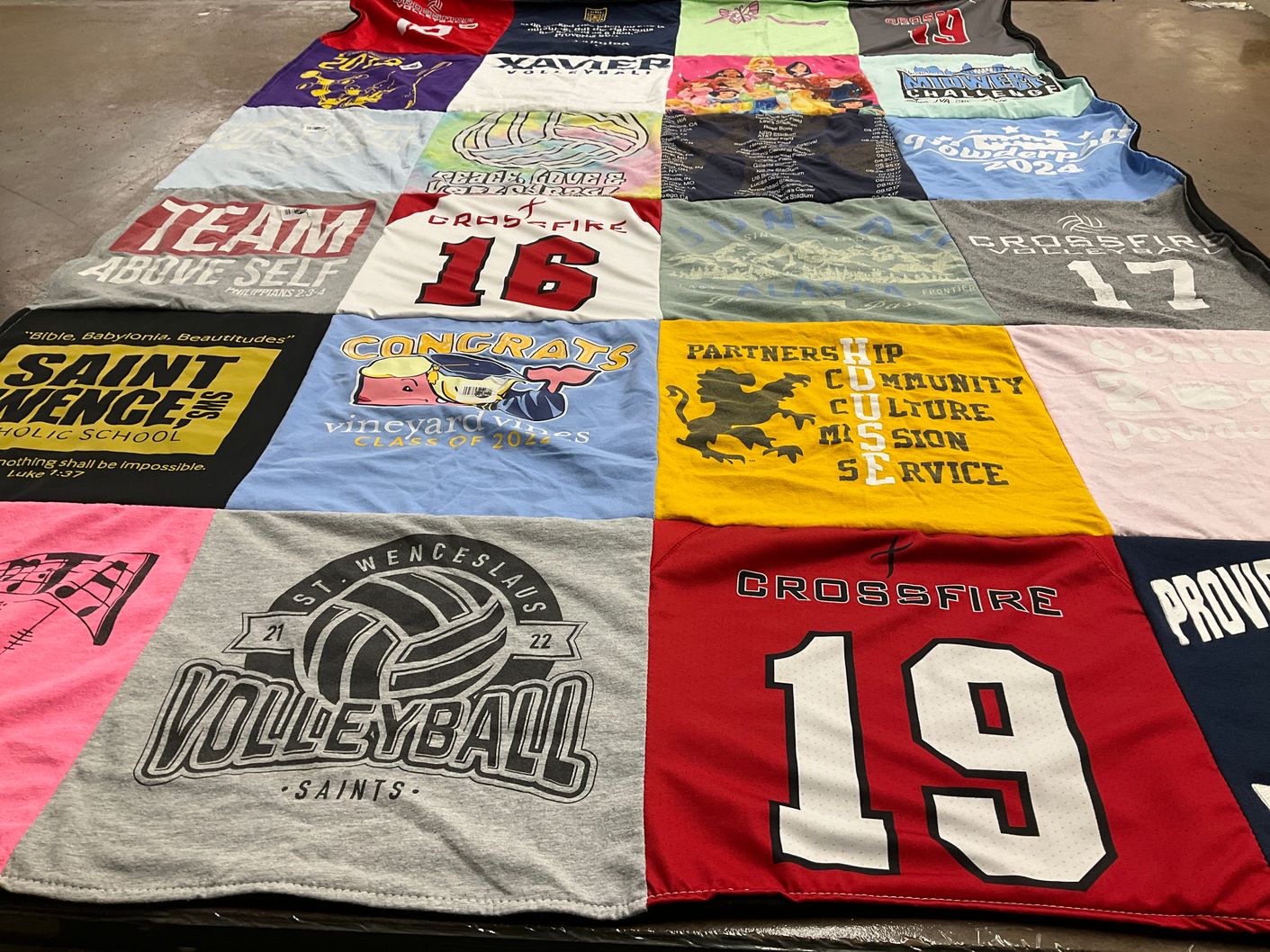 T-shirt quilt featuring volleyball team by Elizabeth from MN