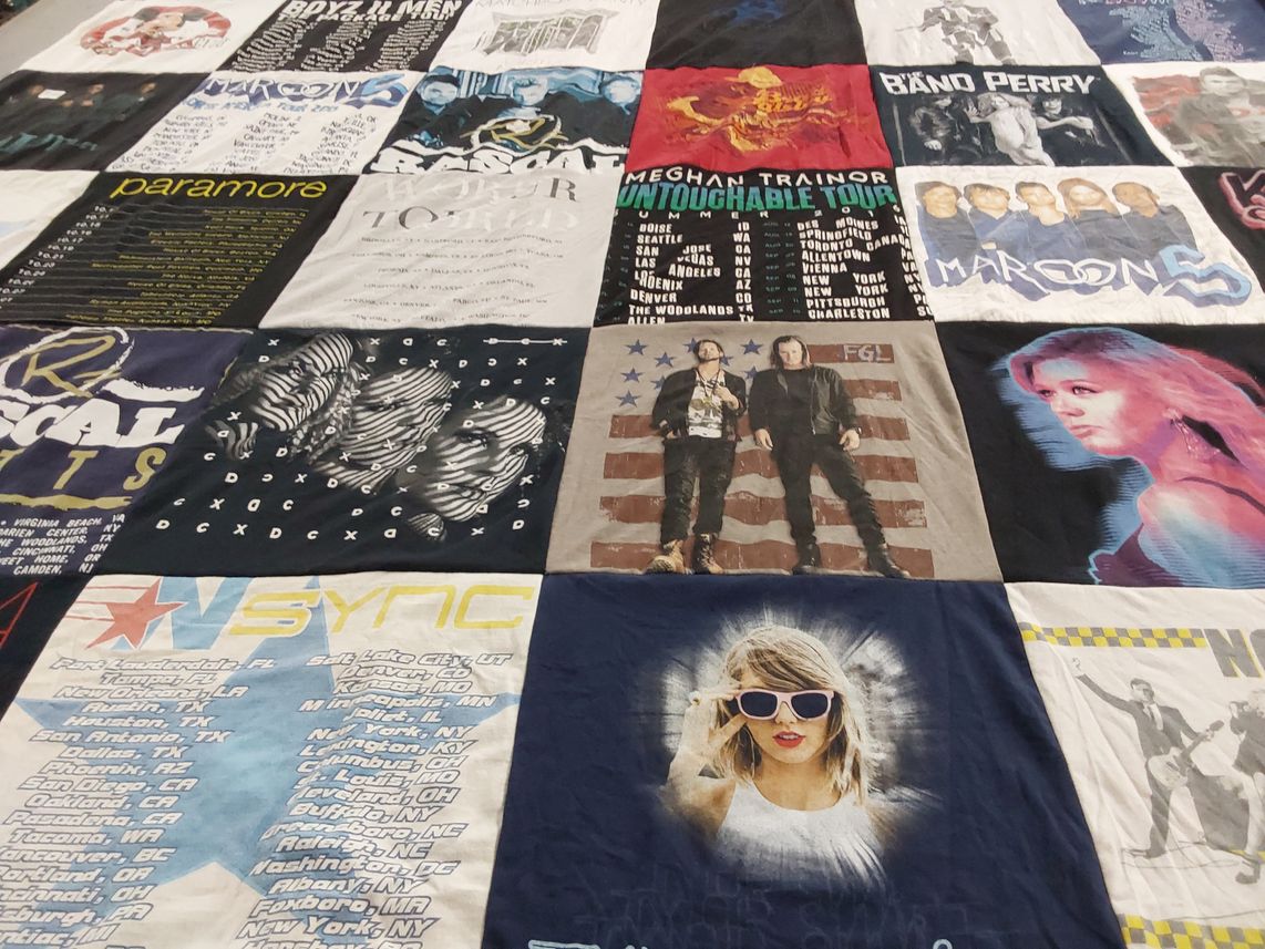 T-shirt quilt with music, concerts themes by Stephanie from TN