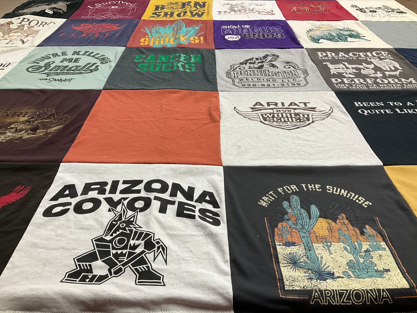 T-shirt quilt featuring arizona coyotes by Haley from AZ