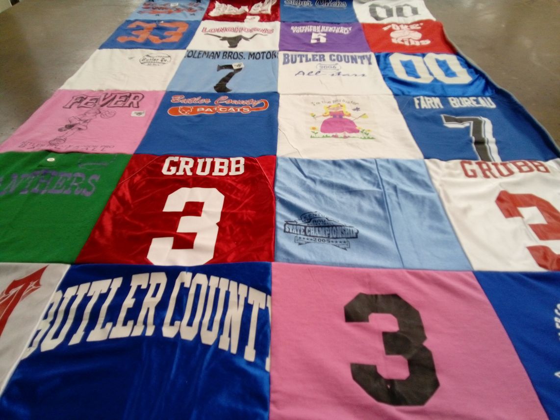 T-shirt quilt featuring butler county batcats, southern kentucky panthers by Kim from KY