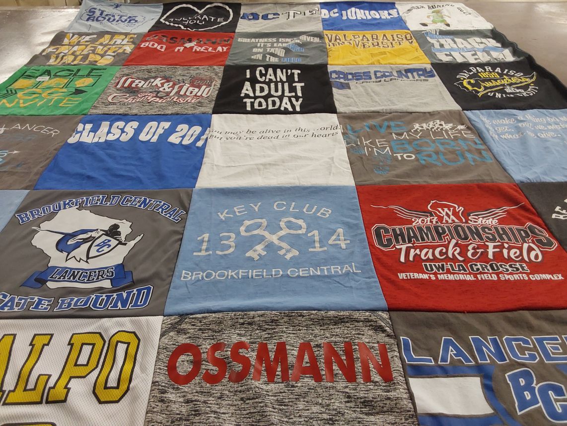 T-shirt quilt from brookfield central high school, valparaiso university by Josette from WI