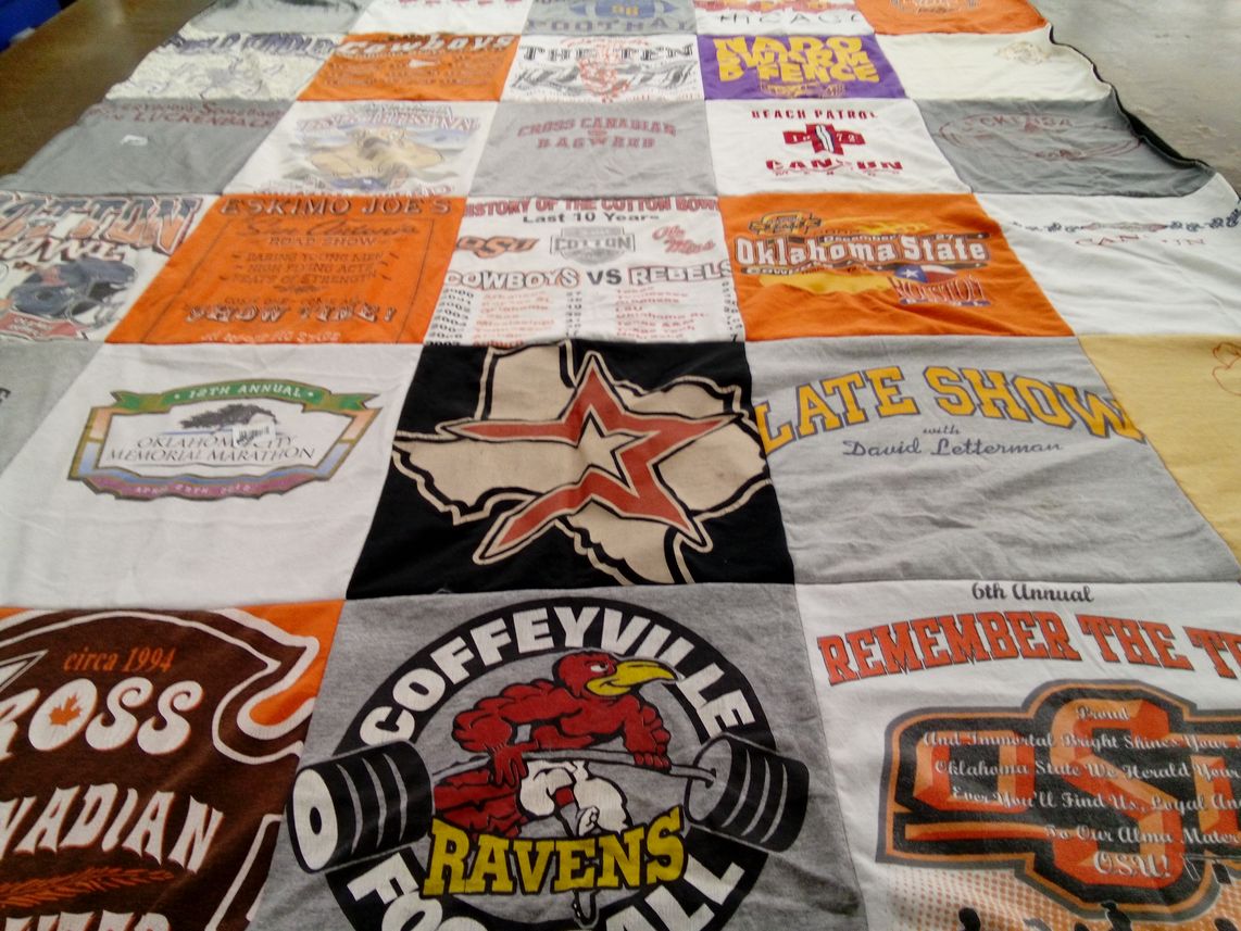 T-shirt quilt featuring coffeyville community college ravens by Lauren from OK