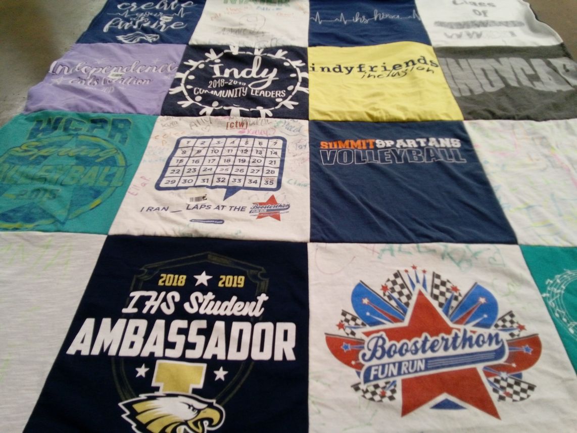 T-shirt quilt featuring summit spartans volleyball by Ruth from TN