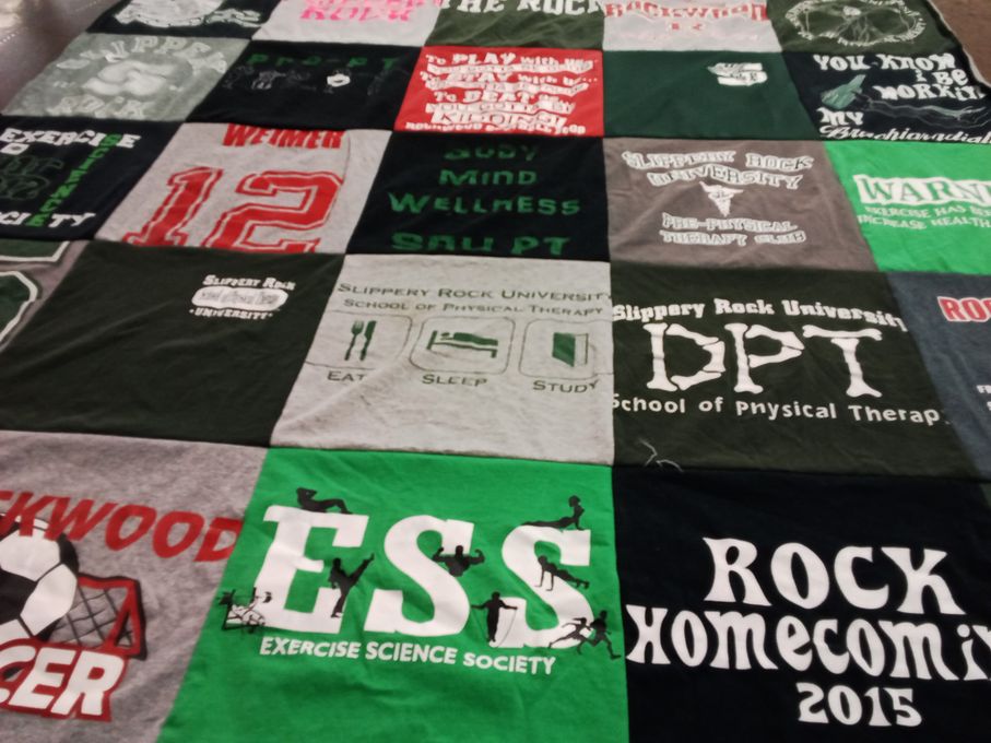 T-shirt quilt from slippery rock university by Kelsey from PA