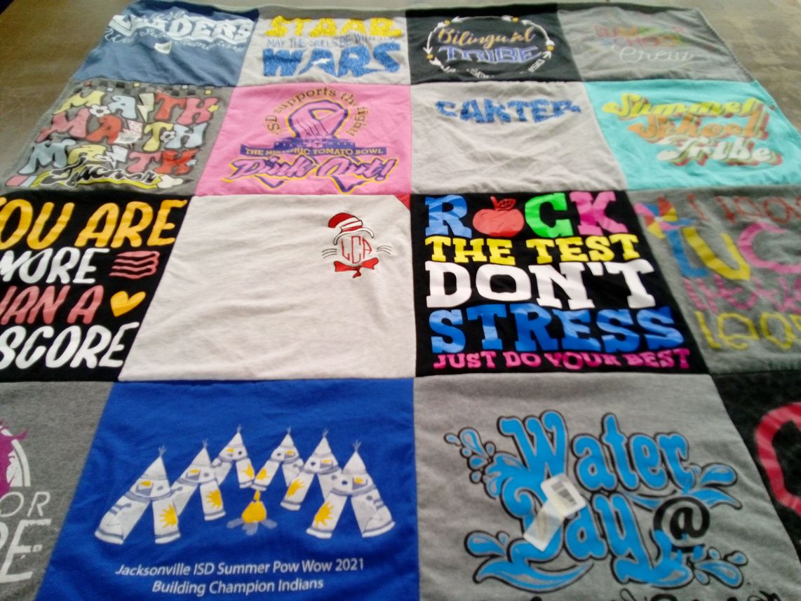 T-shirt quilt from jacksonville independent school district by Laurie from TX