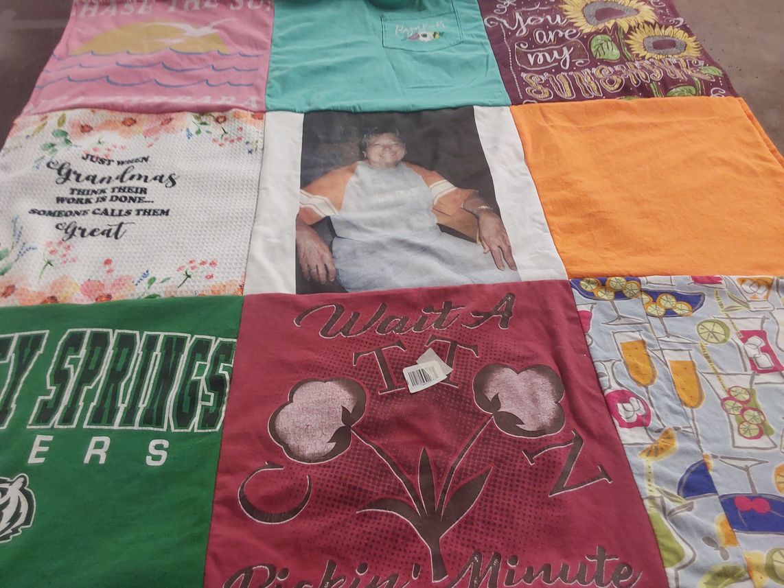 T-shirt quilt from texas springs university by Heather from AR