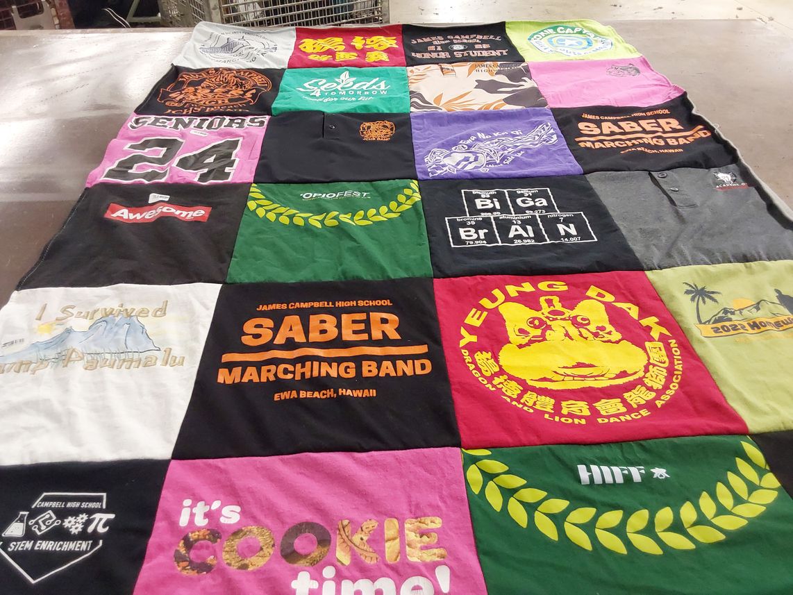 T-shirt quilt from james campbell high school by Jeanette from HI