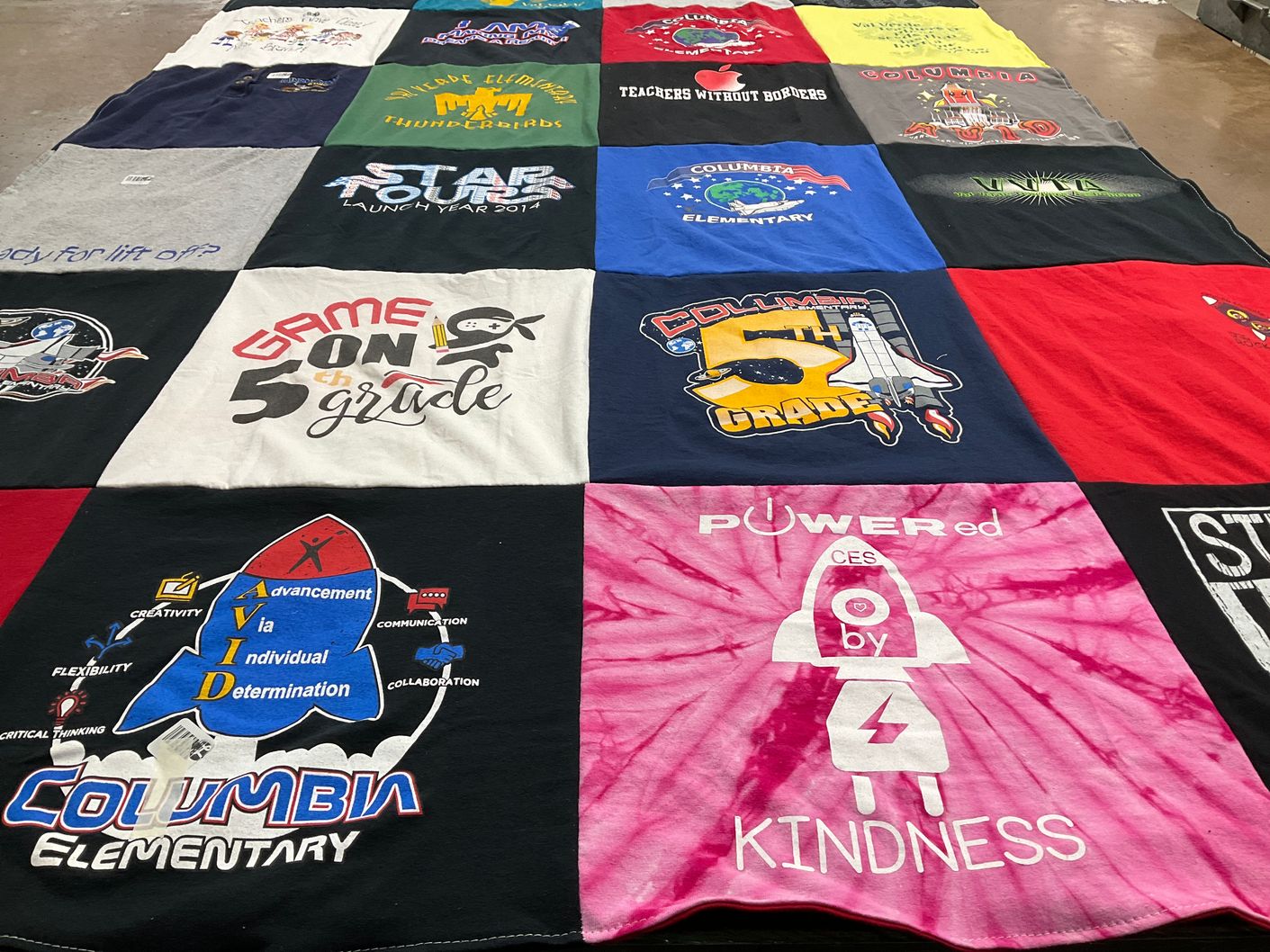 T-shirt quilt from columbia elementary school by Linda from CA