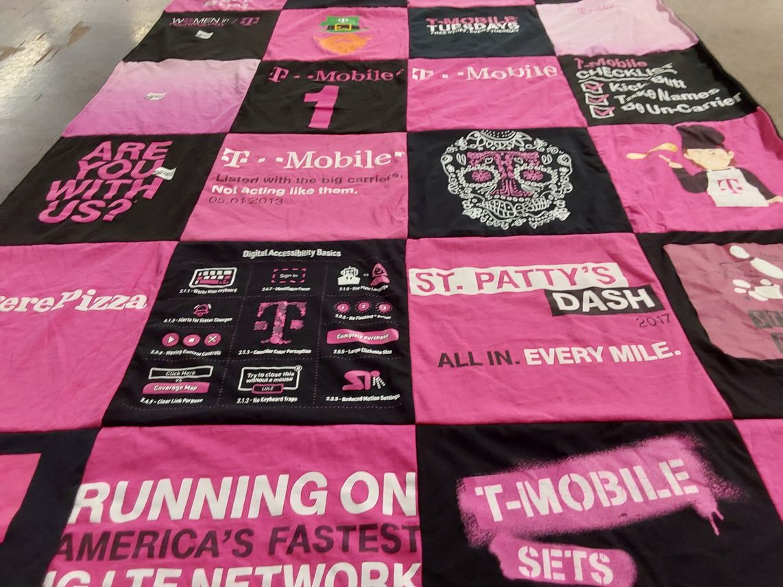 T-shirt quilt with telecommunications, events themes by WEN-CHI from WA
